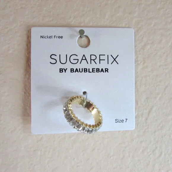SUGARFIX by BaubleBar Baguette Crystal Statement Ring Size 7 - Picture 3 of 3